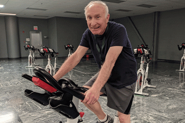 Wayne keeps active on exercise bike