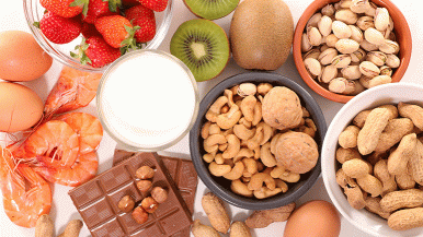 Eggs, nuts, strawberries and other foods that may cause allergies